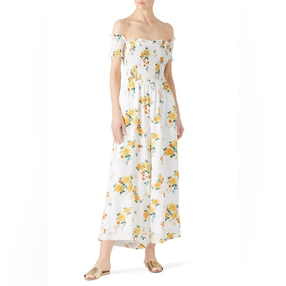 Minkpink Jumpsuit White and Yellow Lemon Bloom Jumpsuit Romper Size Medium - Picture 1 of 10